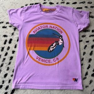 Aviator Nation Lavender Tee with Orange Accent Kids Unisex sz 8